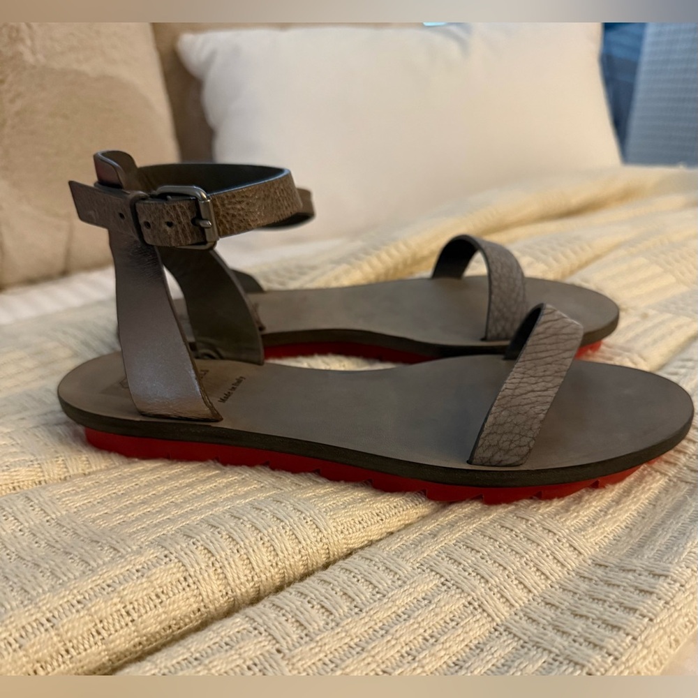 Brunello Cucinelli gray leather sandals